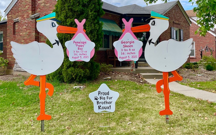 Twins Storks Sign